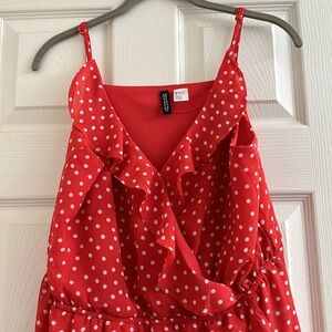 H&M pink dress with white polka dots. Size 14.